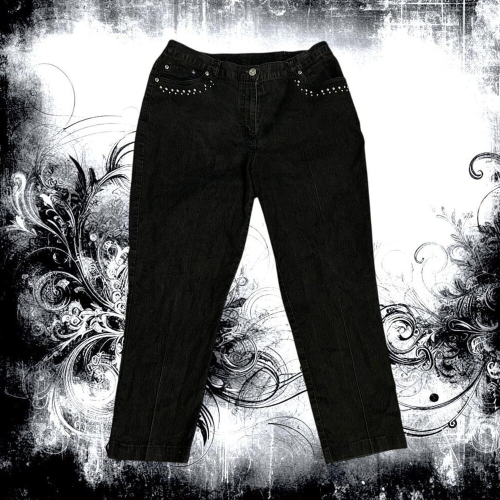 Black mid rise mildly washed denim jeans